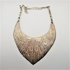 Hammered metal bib statement necklace choker - Brutalist